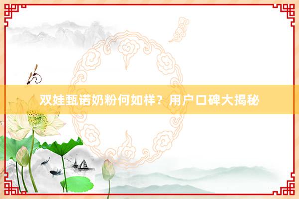 双娃甄诺奶粉何如样？用户口碑大揭秘
